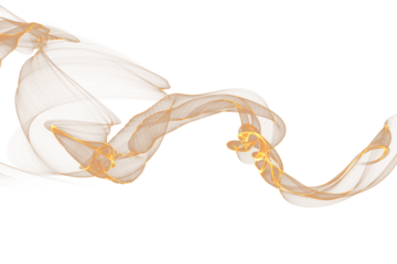 Abstract golden wave lines. Dynamic flowing light trail on white