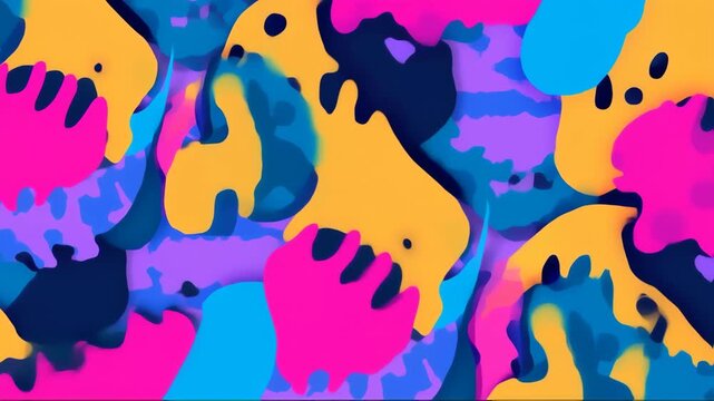 Abstract layered graphic with flowing shapes in vibrant colors, creating a dynamic composition