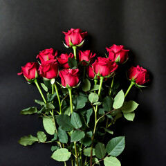 Obraz premium Close-up of a single red rose in dramatic low-key lighting against a dark background, symbolizing love, passion, elegance, and romance. Minimal floral composition ideal for Valentine’s Day.