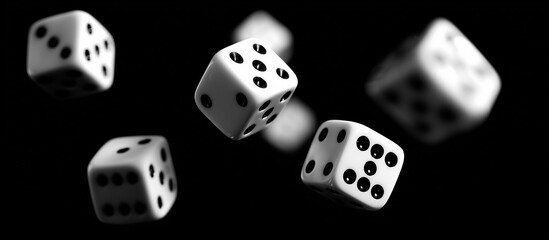 white cube dice floating in dark background