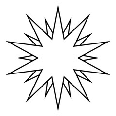 Symmetrical starburst shape with sharp triangles, dynamic, minimal, abstract, motion design