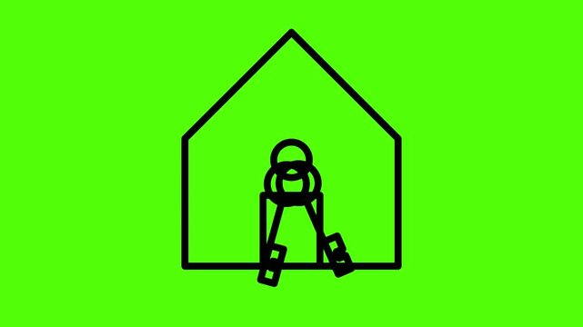 Home and tools Symbol: A symbolic representation showing the perfect integration of home and tools, the illustration on a vivid green canvas, perfect for the construction field.