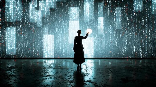 Silhouette in Digital Realm - A Journey into the Matrix.