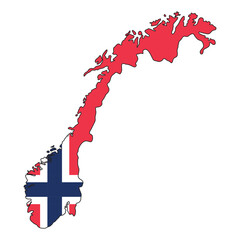 Norway Map with Flag Overlay Icon for National Identity Themes