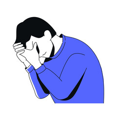 Male with Headache - colorful flat design illustration