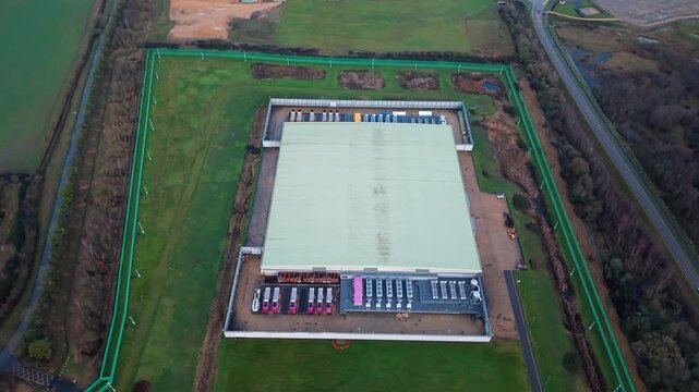 Data center, futuristic state of the art technology hub, Quantum and AI computing cloud storage facility in Corby, United Kingdom.