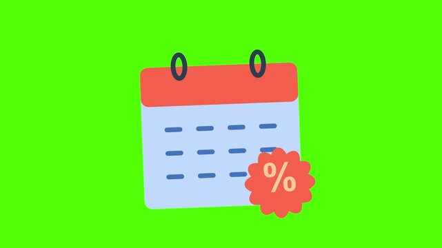 Discount Event Calendar Icon Animation on Green Screen
