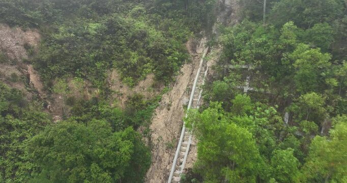 Aerial view of landslide forest mountain after typhoon
