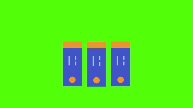 Server Data Storage Icon Animation on Green Screen