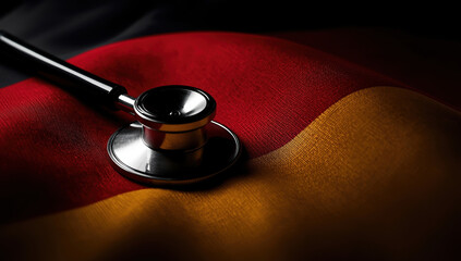 Stethoscope on German Flag Symbolizing Healthcare and Medicine in Germany