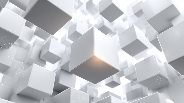 Bright Abstract Cubes with Warm Glow