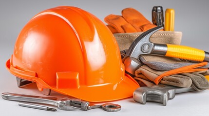 工事用ヘルメットと工具