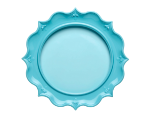 Ornate, scalloped, light blue decorative frame on black background