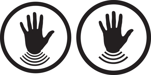 Fototapeta premium Two hand scanning silhouette vector illustration icon