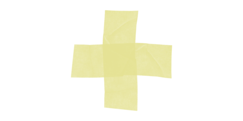 Textured yellow masking tape cross symbol graphic isolated on black background Perfect for DIY repair craft and