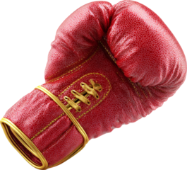 Vintage Red Boxing Glove with Gold Details on Isolated Background