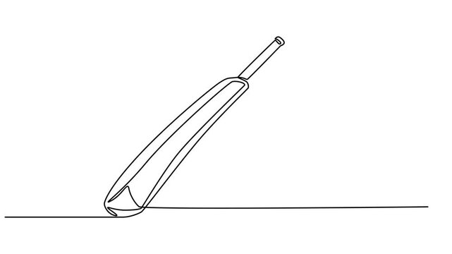 Cricket bat icon continuous one line drawing international sports equipment 4k animation video, Animated self drawing of continuous one line draw wood cricket bats. Wooden bat, game of cricket, Full