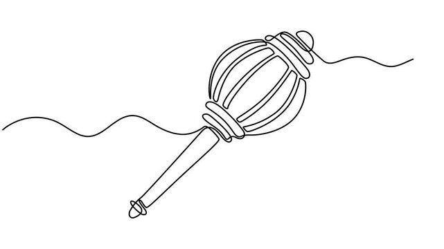 weapon of lord continuous one line drawing, A collection of various traditional Indian mace designs, also known as Gada, in a minimalist black and white style continuous one line drawing animation