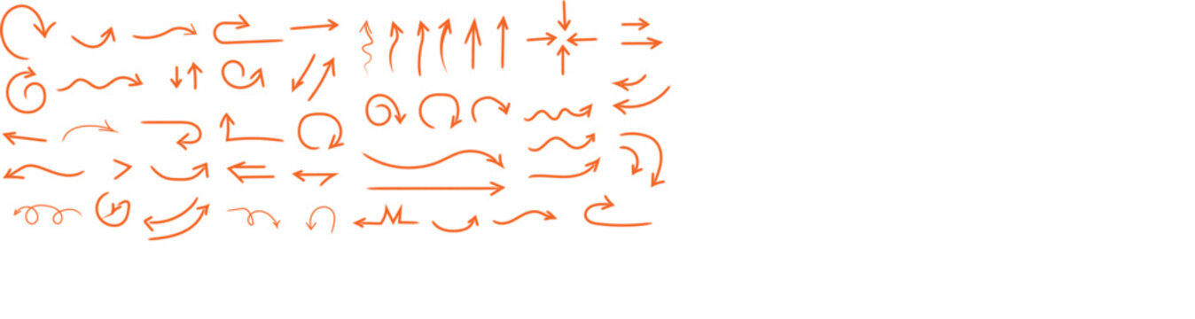 Doddle arrow set, collection of hand drawn arrows, vector set.