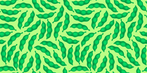 doodle edamame pattern background. green soybeans or peas pattern background. Soybean seamless pattern background. edamame seamless pattern background.