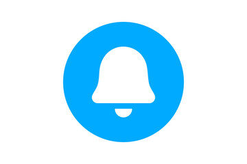Blue and White Bell Icon - Notification and alert alarm symbol in Blue and white isolated on transparent background for reminders, updates, and messaging notification systems.
