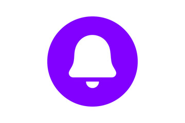 Purple and White Bell Icon - Notification and alert alarm symbol in purple and white isolated on transparent background for reminders, updates, and messaging notification systems.