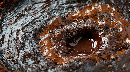 Dessert Creation in a Kitchen Environment, Close-Up Focus on Rich Texture