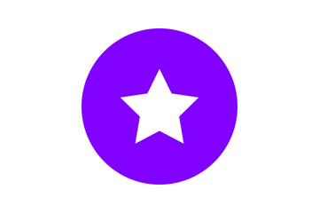 Purple and White Star Icon - Circular favorite and rating star symbol in purple and white isolated on transparent background for bookmarking, reviews, and featured content apps.
