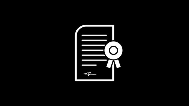 Award certificate liner icon animation. 4k stock video