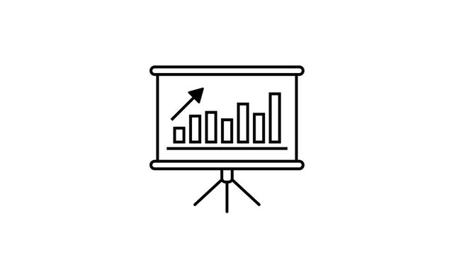Business bar graph chart icon animation on a board. 4k stock video