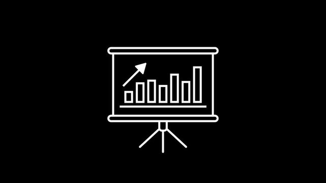 Business bar graph chart icon animation on a board. 4k stock video