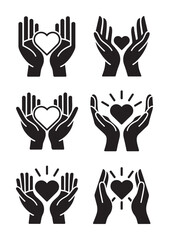 Obraz premium Black and white of hands holding hearts symbols