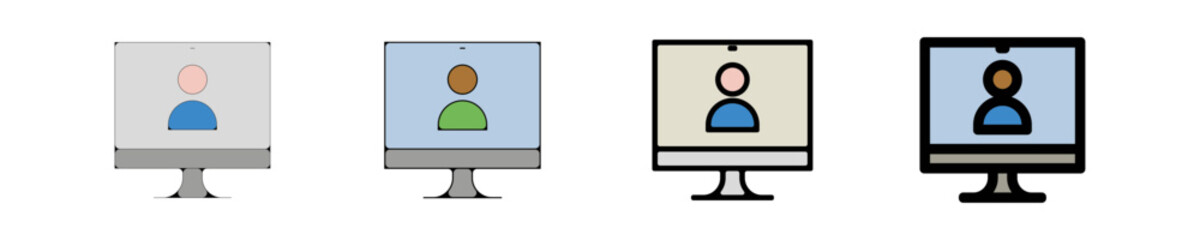 Ecran d&rsquo;ordinateur en visioconf&eacute;rence &ndash; Communication &agrave; distance