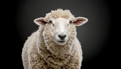 Close-Up Portrait of Sheep Face with Neutral Background
