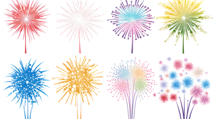 Colorful fireworks burst isolated on transparent background