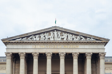 Fototapeta premium The beautiful facade of Szepmuveszeti Museum of Fine Arts, view from Heroes Square in Budapest, Hungary