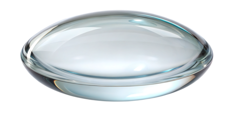 Clear glass crystal oval dish on black background transparent