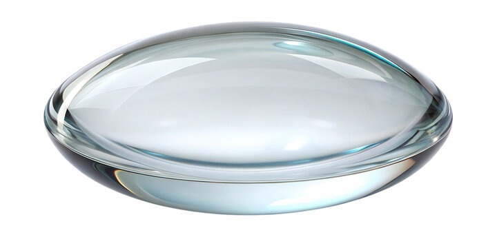 Clear glass crystal oval dish on black background transparent