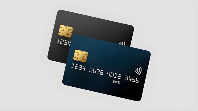 Two Overlapping Credit Cards With Chip and Contactless Symbol, Modern Digital Payment Image