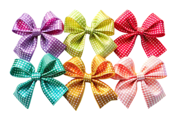 Colorful polka dot bows on black background polka dots