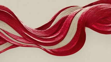 Abstract wavy red and white stripe background. Dynamic flowing lines for elegant graphic design. Modern aesthetic texture for web banner.