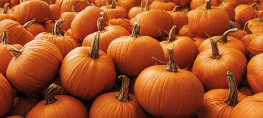 The Pumpkins Piled Together in a Vibrant Autumn Harvest Display at a Market