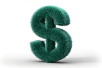 Dollar Sign Symbol: A fluffy, textured dollar sign, in a vibrant teal hue, evokes a sense of whimsical wealth and financial creativity.