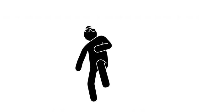 Stickman dancing in an eccentric and energetic style. Expressive funny moves with playful body language. Seamless loop animation of a stickman with alpha channel