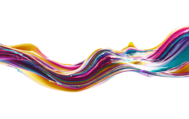 High speed close up of colorful splash forming a horizontal wave capturing energy and movement isolated on transparent background PNG