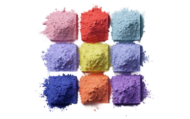 Bright powders organized in precise geometric formation highlighting artistic design and order isolated on transparent background PNG