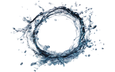 Vibrant color water burst forming a perfect circle in an ultra high speed dynamic display isolated on transparent background PNG
