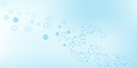 Health care or medical abstract background with hexagons, lines and dots. Scientific innovation banner template concept. Biology and pharmaceutical technology background. Vector illustration.