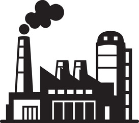 Naklejka premium Industrial factory building with smokestack silhouette