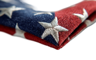 Patriotic American flag carefully folded into a traditional military triangle representing respect and heritage isolated on transparent background PNG